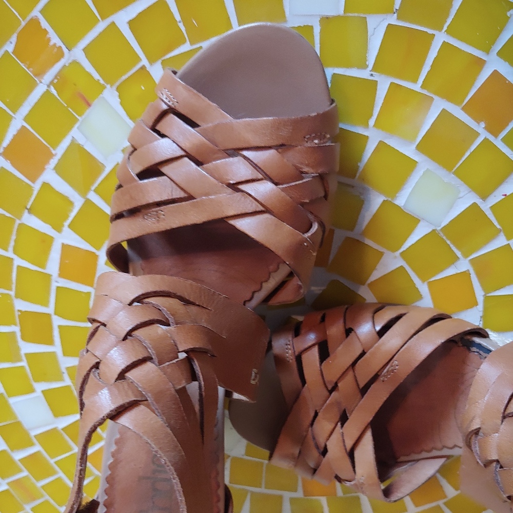 Indigo Tan Leather Wedge Sandal